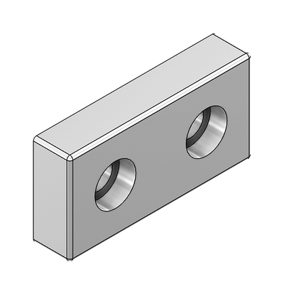 32-3060WS-0 MODULAR SOLUTIONS FOOT & CASTER CONNECTING PLATE<BR>30MM X 60MM FLAT NO HOLES, SOLID ALUMINUM